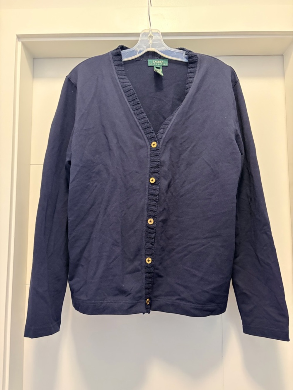 Ralph Lauren Navy Cotton Blend Cardigan